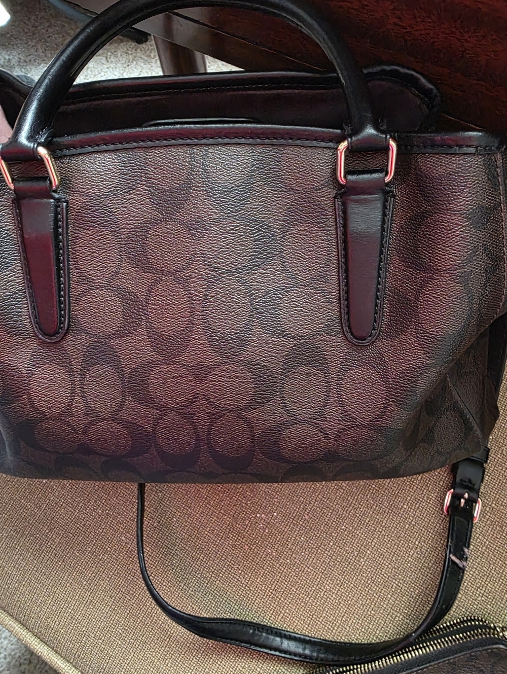 Coach Black Signature Satchel with Matching Pouch and Charm - Picture 14 of 14